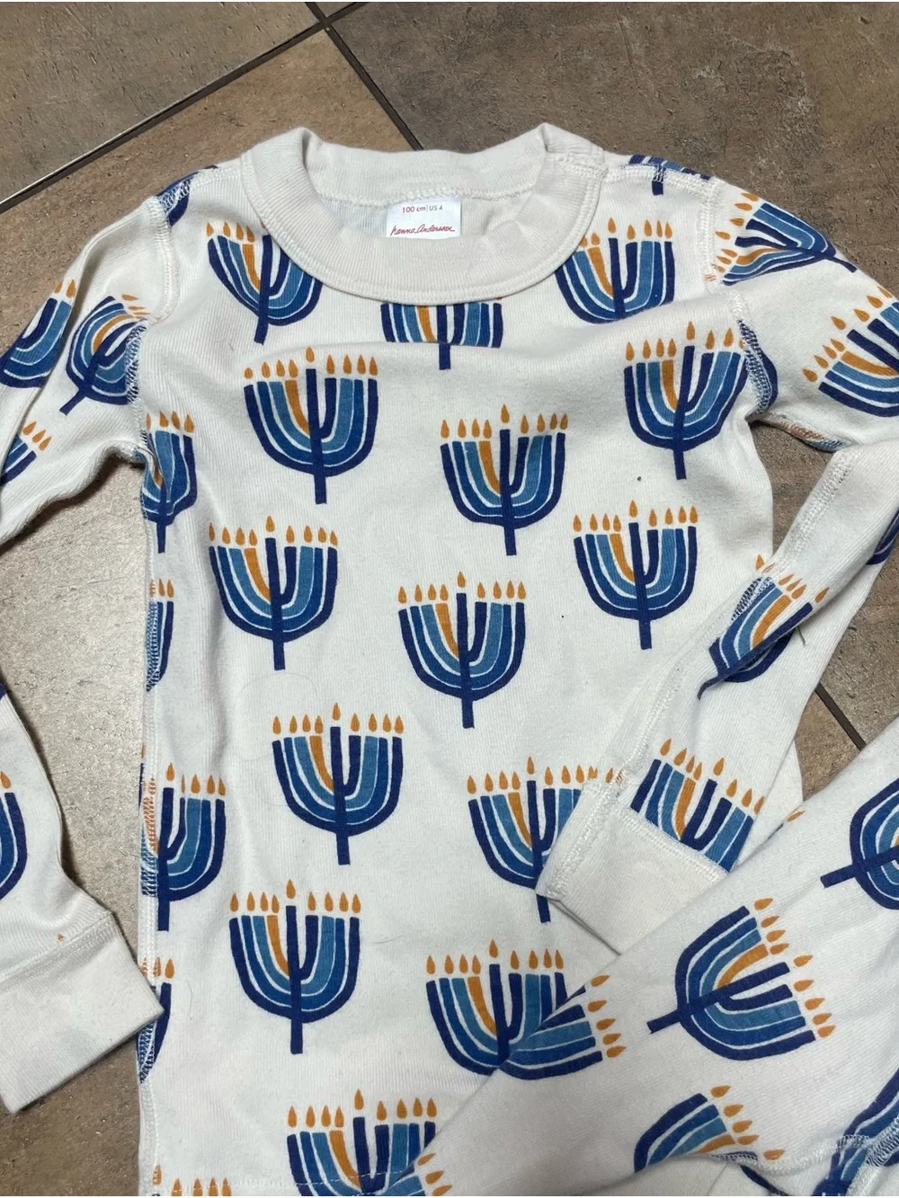 Hanna Andersson Menorah Hanukkah Long John Pajama Set Unisex Boys Girls 100 sz 4